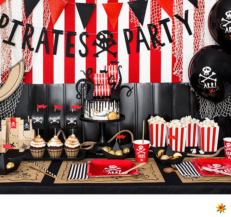 Piraten Party-Set Kinder Geburtstag Deko Luftballons 72-tlg. Deluxe Tisch-Deko Party-Set Kinder Geburtstag Pirat Deko Luftballons, 72-tlg. deluxe Kindergeburtstag Mottoparty Kinderfasching