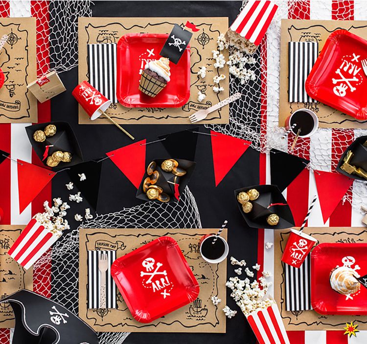 Piraten Party-Set Kinder Geburtstag Deko Luftballons 72-tlg. Deluxe Tisch-Deko Party-Set Kinder Geburtstag Pirat Deko Luftballons, 72-tlg. deluxe Kindergeburtstag Mottoparty Kinderfasching