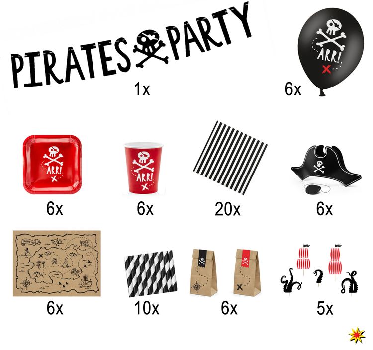 Piraten Party-Set Kinder Geburtstag Deko Luftballons 72-tlg. Deluxe Tisch-Deko Party-Set Kinder Geburtstag Pirat Deko Luftballons, 72-tlg. deluxe Kindergeburtstag Mottoparty Kinderfasching