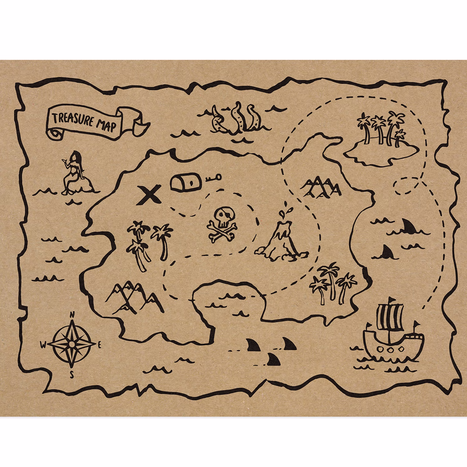 Piratenkarte Platz-Set 40 x 30 cm Party-Deko Kindergeburtstag 6 Stück Party-Zubehör Tischdeko Fasching Karneval Mottoparty Piratenkarte Platz-Set 40 x 30 cm Party-Deko Kindergeburtstag 6 Stück Party-Zubehör Tischdeko Fasching Karneval Mottoparty