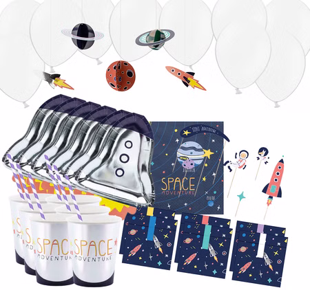 Party-Set Kinder Geburtstag Astronaut Weltraum Deko Luftballons, 70-tlg. Kindergeburtstag Mottoparty Kinderfasching Galaxie Party-Set Kinder Geburtstag Astronaut Weltraum Deko Luftballons, 70-tlg. Kindergeburtstag Mottoparty Kinderfasching Galaxie