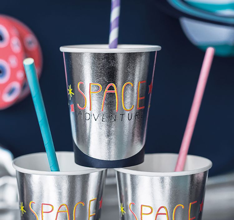 Party-Set Kinder Geburtstag Astronaut Weltraum Deko Luftballons, 71-tlg. Kindergeburtstag Mottoparty Kinderfasching Galaxie