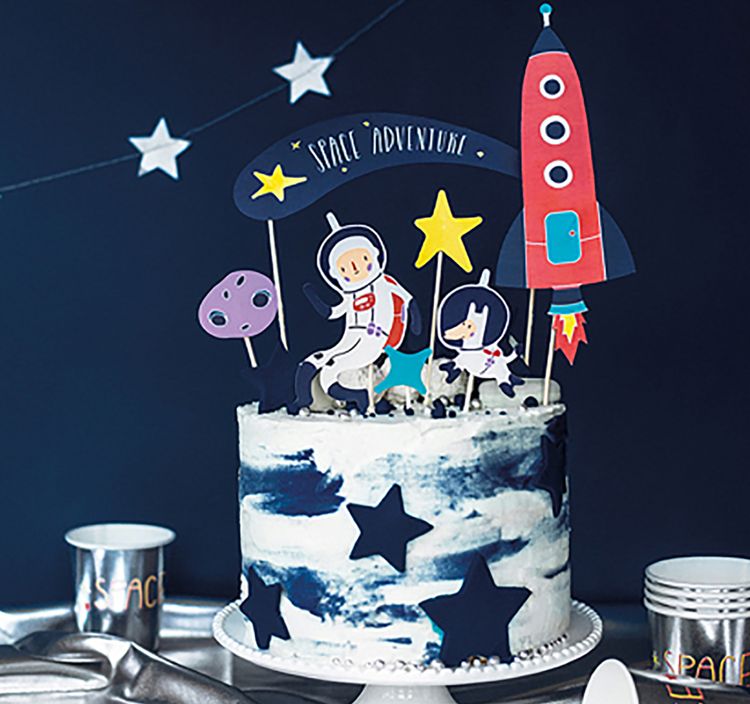 Party-Set Kinder Geburtstag Astronaut Weltraum Deko Luftballons, 71-tlg. Kindergeburtstag Mottoparty Kinderfasching Galaxie