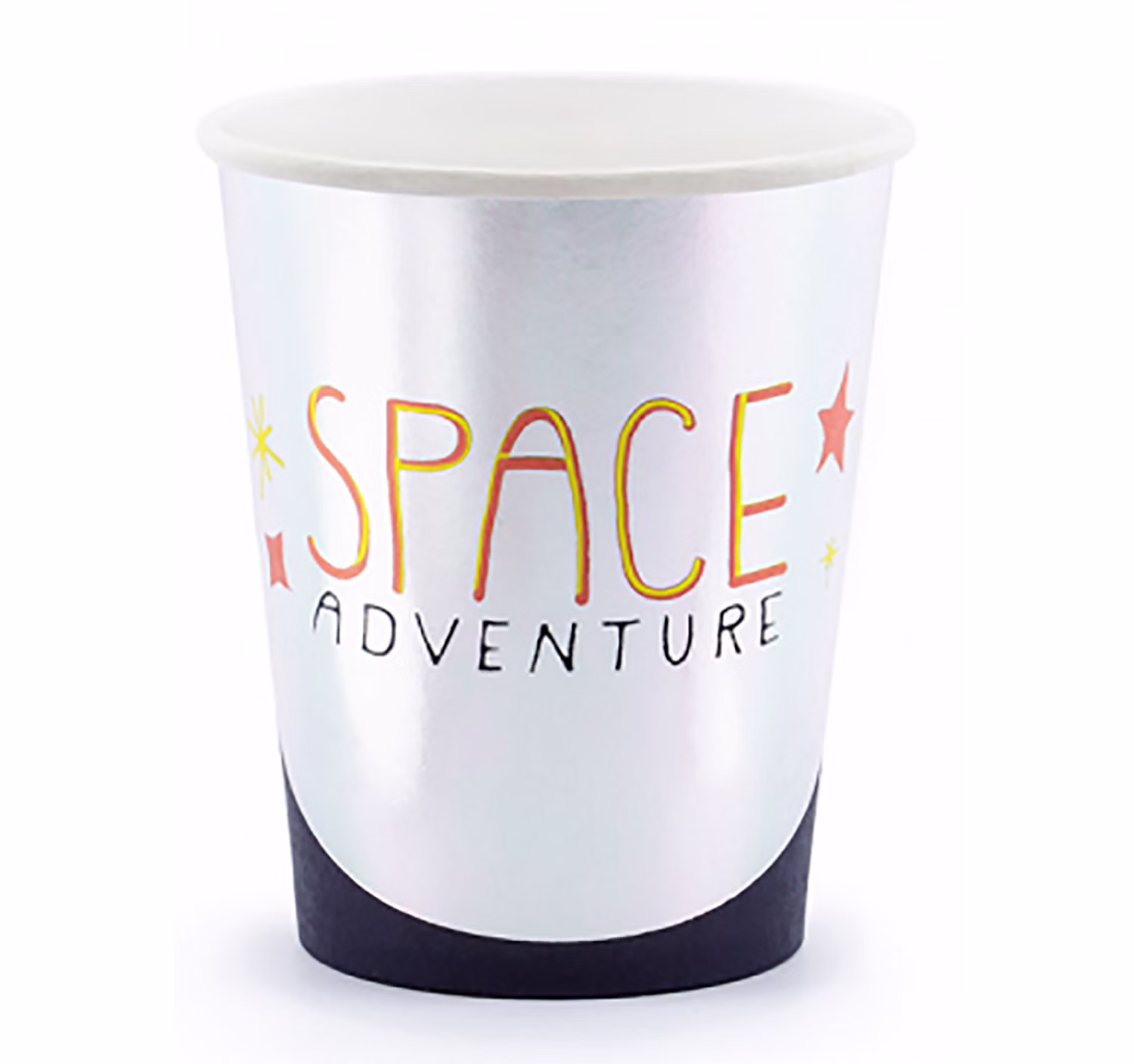 6 Astronaut Becher 200 ml Space Adventure Weltraum Partybecher Tisch-Deko SALE Party-Deko Weltraum Mottoparty Space Kindergeburtstag Silberfarbener Pappbecher mit „Space Adventure“-Aufdruck und 200 ml Fassungsvermögen für Weltraum- und Astronauten-Partys.