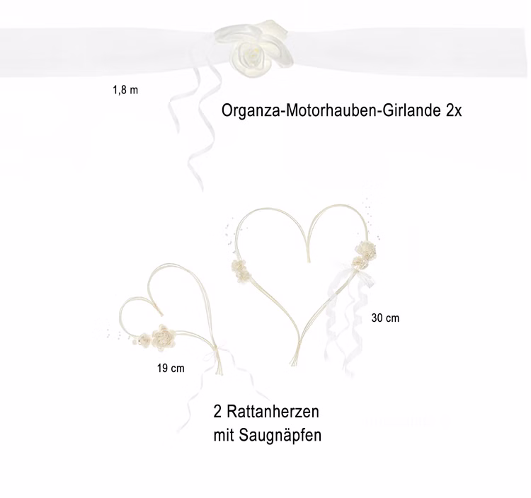 Autoschmuck Hochzeit Wedding Car Deko Rosenblüten creme 4-tlg. Deko-Set Autoschleife Motorhaube Blumen Rattanherzen mit Saufnäpfen Wedding-Car Hochzeitsauto Autoschmuck Hochzeit Wedding Car Deko Rosenblüten creme 4-tlg. Deko-Set Autoschleife Motorhaube Blumen Rattanherzen mit Saufnäpfen Wedding-Car Hochzeitsauto