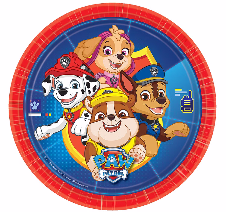 Paw Patrol Teller 8er-Set Partyteller Hunde Geburtstag Ø 22,8 cm Party-Deko Party-Zubehör Kindergeburtstag Mottoparty Farbenfroher Teller mit Paw Patrol-Motiv.