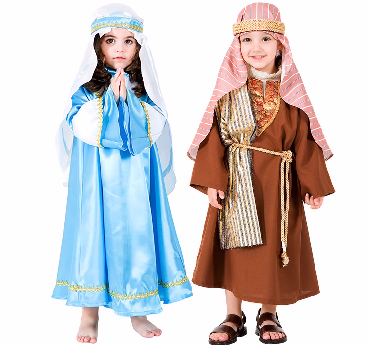 Maria Kostüm Krippenspiel Weihnachten für Kinder Gr. 116-128 Kleid blau Orient Gewand Fasching Karneval Mottoparty Maria Kostüm Krippenspiel Weihnachten für Kinder Gr. 116-128 Kleid blau Orient Gewand Fasching Karneval Mottoparty