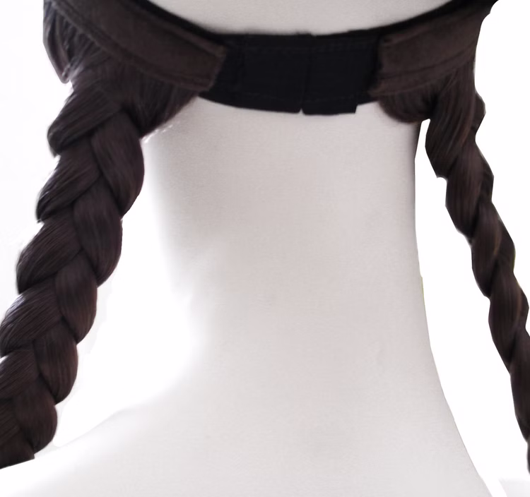 Zopf Perücke mit geflochtenen Zöpfen Braun 54 cm lang für Erwachsene Kostüm-Zubehör Fasching Karneval Mottoparty Zopf Perücke mit geflochtenen Zöpfen Braun von Hinten