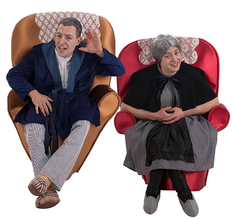 Oma Kostüm Großmutter im Sessel Huckepack-Kostüm für Erwachsene Oma Kostüm Großmutter im Sessel Huckepack-Kostüm für Erwachsene Fasching Karneval Mottoparty Paarkostüm Unisexkostüm