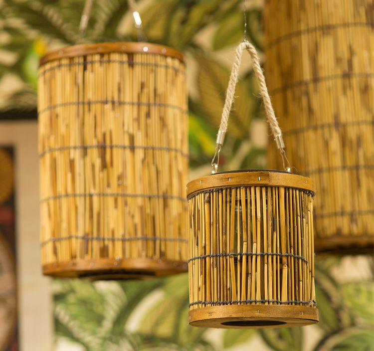 Tropical Bambus Laterne Gartenlaterne Party Deko Windlicht Holz Tropical Bambus Laterne Gartenlaterne Party Deko Windlicht Holz Sommer Feier Mottoparty Beachparty