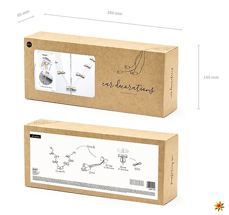 Autoschleifen Hochzeits-Set Motorhaube & Dosen Brautauto-Zubehör Autoschleifen Hochzeit Set Motorhaube Dosen braun weiß gold Brautauto Wedding Car Autoschmuck