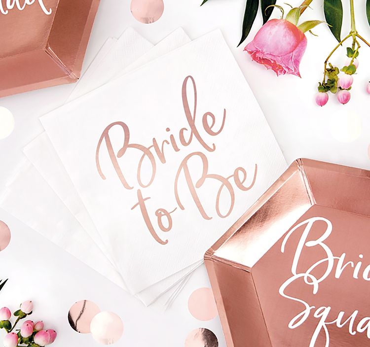 Teller Pride To Be Bride Squad rosé 6 Stück Ø23 cm Tischdeko Party-Deko JGA Junggesellinnenabschied Party Hochzeit