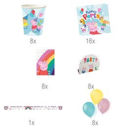 Peppa Wutz Party-Set Kindergeburtstag Peppa Pig Pappgeschirr 49-tlg. Luftballons Geburtstag Mottoparty Party-Zubehör Tischdeko