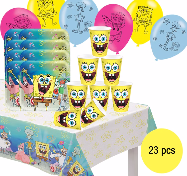 Party-Set Kindergeburtstag Spongebob Schwammkopf 23 Teile Geschirr-Set Luftballons Geburtstag Schuleingang Fasching Karneval Mottoparty Tisch-Deko Party-Deko Party-Set Kindergeburtstag Spongebob Schwammkopf 23 Teile Geschirr-Set Luftballons Geburtstag Schuleingang Fasching Karneval Mottoparty Tisch-Deko Party-Deko