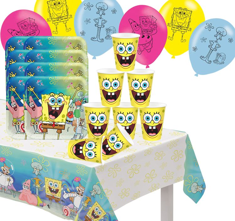 Spongebob Schwammkopf Party-Set Kindergeburtstag 23-tlg. Tisch-Deko Party-Set Kindergeburtstag Spongebob Schwammkopf 23 Teile Geschirr-Set Luftballons Geburtstag Schuleingang Fasching Karneval Mottoparty Tisch-Deko Party-Deko