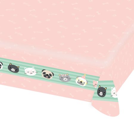 Hello Pets Tischdecke Hund Katze Pastellfarben 115 x 175 cm Party-Deko