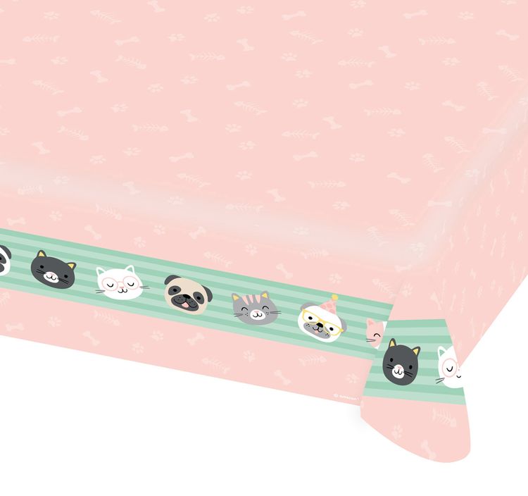 Hello Pets Tischdecke Hund Katze Pastellfarben 115 x 175 cm Party-Deko