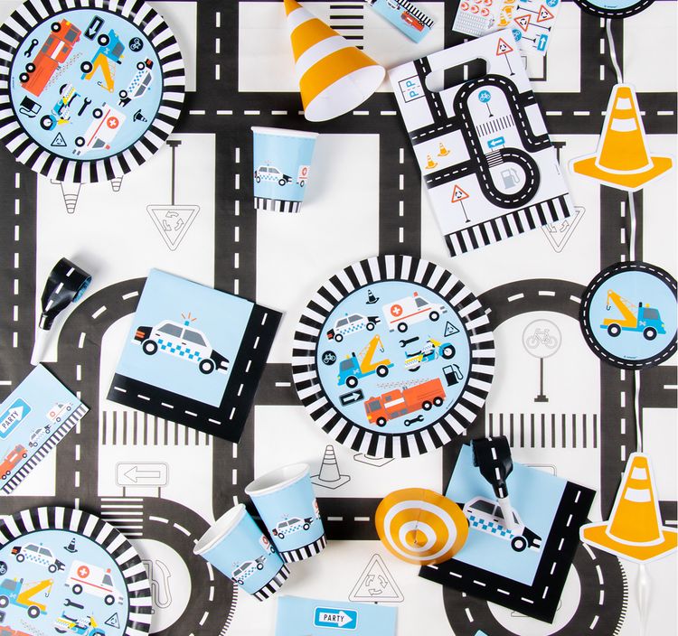 Autos auf der Straße Einladungskarten Kindergeburtstag 8 Stück Party-Zubehör