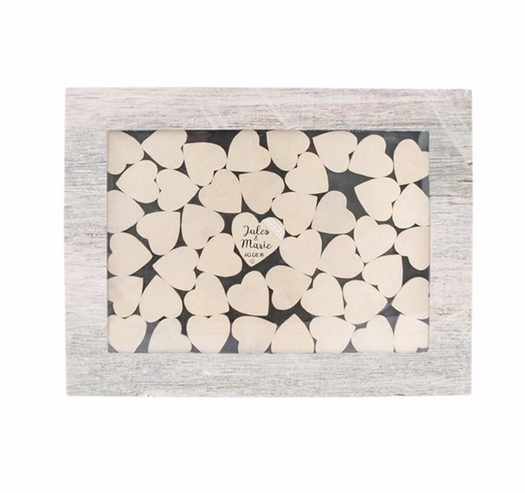 Personalisiertes Gästebuch Hochzeit Geschenk Bilderrahmen mit 53 Holzherzen zum Beschriften Geschenkidee Personalisiertes Gästebuch Hochzeit Geschenk Bilderrahmen mit 53 Holzherzen zum Beschriften Geschenkidee