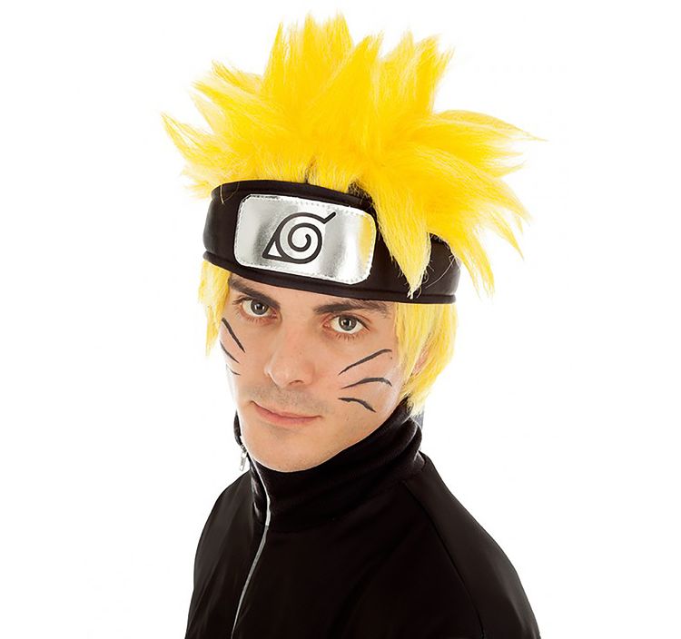 Naruto Shippuden Perücke gelb Anime für Erwachsene Kinder und Herren Naruto Shippuden Perücke gelb Anime Manga Kostüm-Zubehör Fasching Karneval Mottoparty