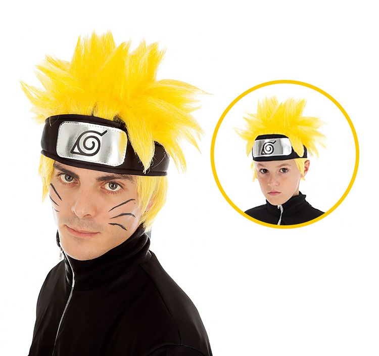 Naruto Shippuden Perücke gelb Anime für Erwachsene Kinder und Herren Naruto Shippuden Perücke gelb Anime Manga Kostüm-Zubehör Fasching Karneval Mottoparty