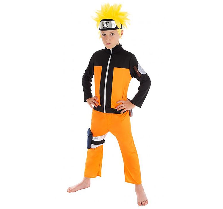 Naruto Shippuden Kostüm inkl. Perücke für Kinder Gr. 128-152 Ninja Fasching Manga Anime Fasching Karneval Mottoparty