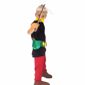 Asterix Kostüm deluxe für Kinder Gr. 104-152 Comic Gallier Fasching Karneval Mottoparty Kinderfasching Lizenzkostüm Asterix Kostüm deluxe für Kinder seitlich von Vorne mit Schaumstoff-Schwert