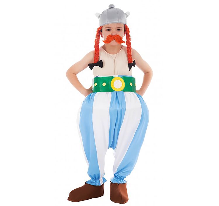 Obelix Kostüm deluxe für Kinder Obelix Kostüm deluxe für Kinder von Vorne mit Asterix-Logo in der Ecke