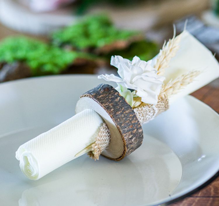 Serviettenhalter Holz rund Hochzeit Geburtstag 8 Stück Tischdeko Zubehör