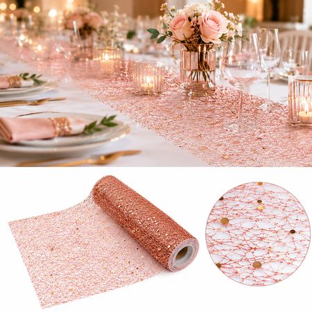 Glitzer Tischläufer Roségold 5 m x 30 cm Hochzeit Weihnachten Geburtstag Deko