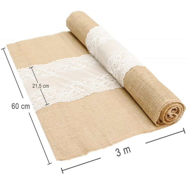 Tischläufer Tischband Jute mit Spitze 3 m x 60 cm Deko Hochzeit Tischläufer Tischband Jute mit Spitze 3 m x 60 cm Deko Hochzeit Geburtstag Tisch-Deko