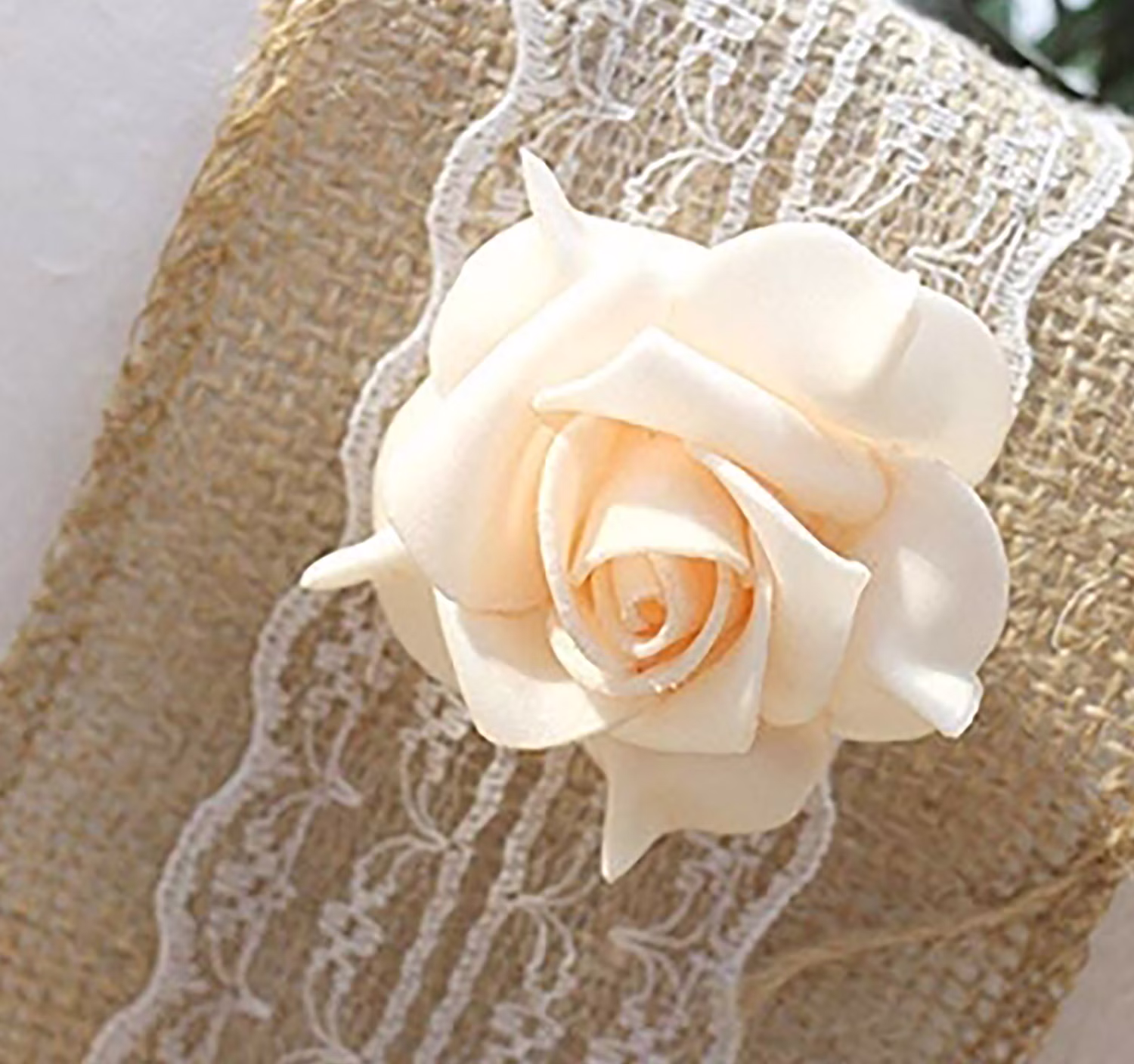 Deko-Set Tischläufer 3m x 60 cm und Band 5m x 8 cm Jute mit Spitze Hochzeit Weihanchten Bastel-Zubehör