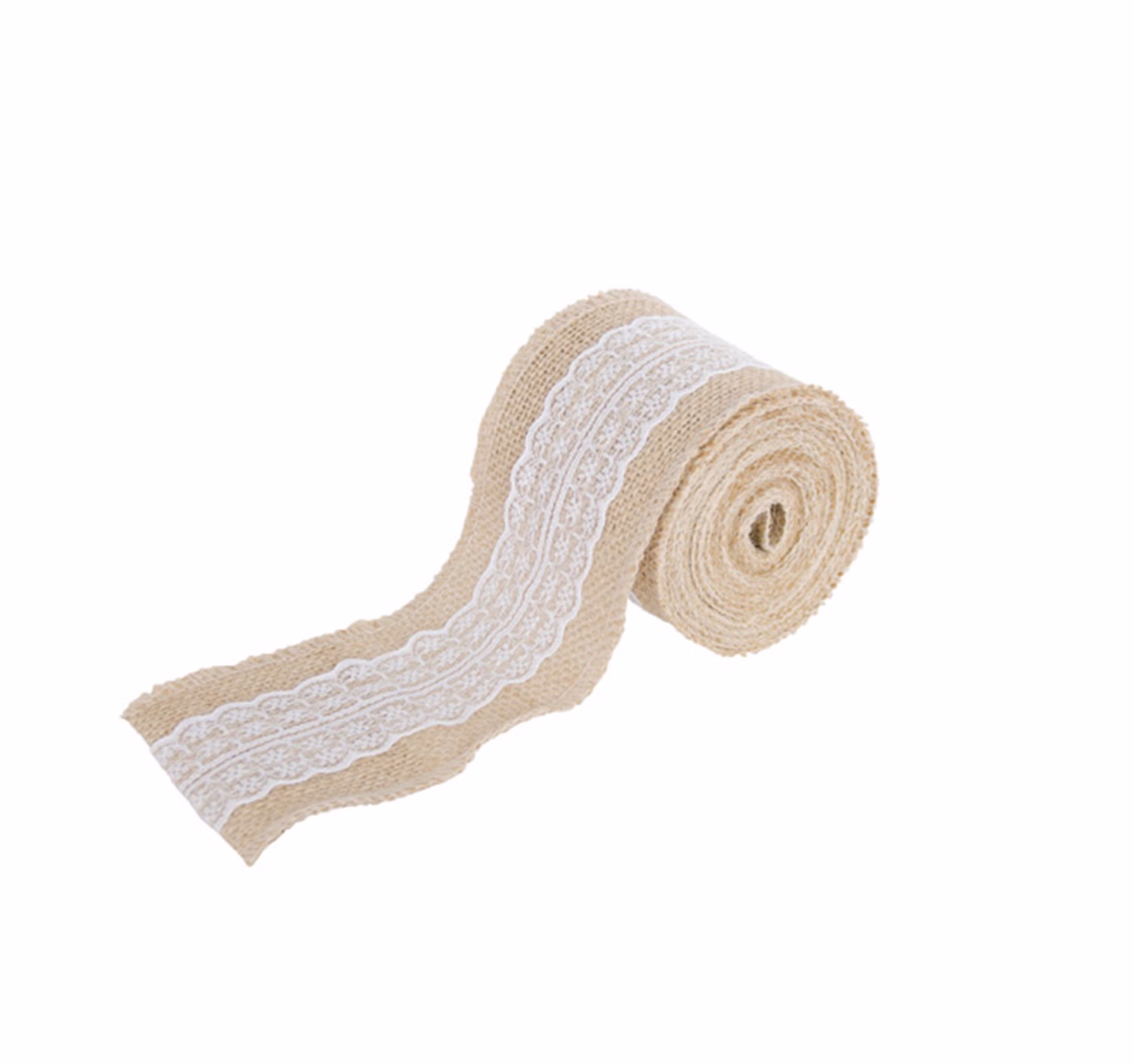 Deko-Set Tischläufer 3m x 60 cm und Band 5m x 8 cm Jute mit Spitze Hochzeit Weihanchten Bastel-Zubehör