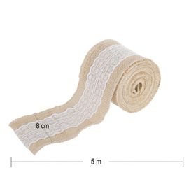 Deko-Set Tischläufer 3m x 60 cm und Band 5m x 8 cm Jute mit Spitze Hochzeit Weihanchten Bastel-Zubehör