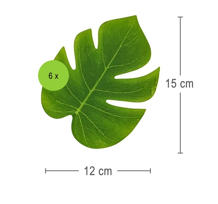 Tropical Palmenblätter grün 15x12 cm 6 Stück Party-Deko Geburtstag Mottoparty