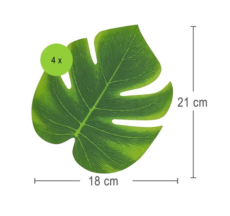Tropical Palmenblätter grün 21x18 cm 4 Stück Party-Deko Tropical Palmenblätter grün 21x18 cm cm 4 Stück Party-Deko Geburtstag Mottoparty