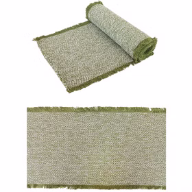 Deko Tischläufer grün meliert mit dunkelgrünen Fransen Fransen-Tischläufer Ostern Gras grüne Wiese 30 cm x 3 m Deko Tisch-Deko Dekoration Osterfest Frühlingsanfang Party-Deko
