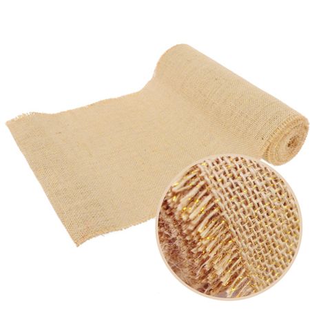 Tischläufer Tischband Jute Naturfarbe mit Goldschimmer 3 m x 29 cm Deko Hochzeit