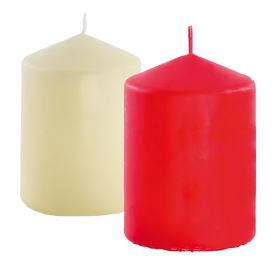 Kerze Stumpenkerze 10 x 6 cm Rot Elfenbein Weihnachten Hochzeit Tischdeko Adventskerze Adventskranz Dekoration Deko