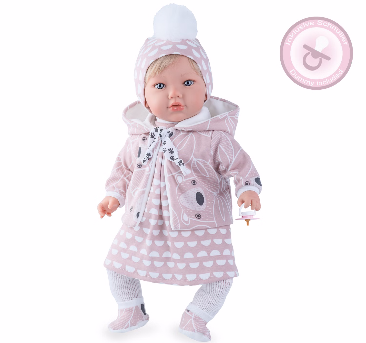 Puppe Alina Mädchen 45 cm mit Haare Schlafaugen & Schnuller Puppenkleidung Spielzeug Geschenk Puppe Alina Mädchen 45 cm mit Haare Schlafaugen & Schnuller Puppenkleidung Spielzeug Geschenk