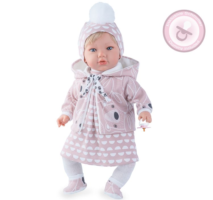 Puppe Alina Mädchen 45 cm mit Haare & Schnuller Puppe Alina Mädchen 45 cm mit Haare Schlafaugen & Schnuller Puppenkleidung Spielzeug Geschenk