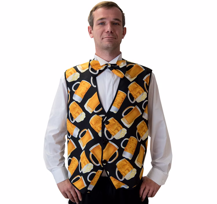 Herren Weste mit Fliege Bier Kostüm Gr. 54-58 Oktoberfest Alkohol Bierweste Fasching Karneval JGA Männertag Mottoparty Herren Weste mit Fliege Bier Kostüm Gr. 54-58 Oktoberfest Alkohol Bierweste Fasching Karneval JGA Männertag Mottoparty