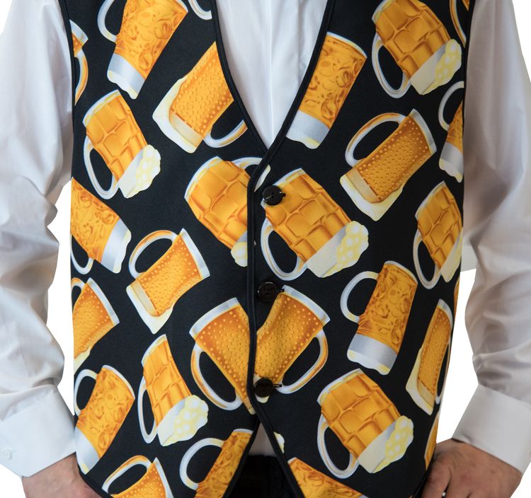 Bier Weste mit Fliege Bier Kostüm Oktoberfest Alkohol Bierweste Herren Weste mit Fliege Bier Kostüm Gr. 54-58 Oktoberfest Alkohol Bierweste Fasching Karneval JGA Männertag Mottoparty