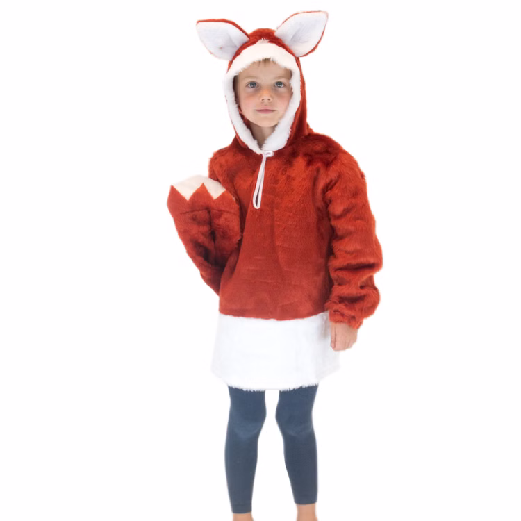 Fuchs Kostüm Fido für Kinder mit Fuchsschwanz Gr. 116-128 Tierkostüm Fasching Karneval Mottoparty Kindergeburtstag Fuchs Kostüm Fido für Kinder von Vorne mit Fuchsschwanz in der Hand