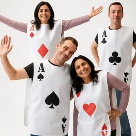 Spielkarten Kostüm für Erwachsene Karo Ass Rot von Vorne
