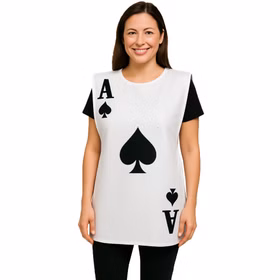 Unisex Kostüm Spielkarte Onesize rot schwarz Gruppenkostüm Fasching Karneval Gruppenkostüm Mottoparty Paarkostüm Spielkarten Kostüm für Erwachsene Pik Ass Schwarz von Vorne