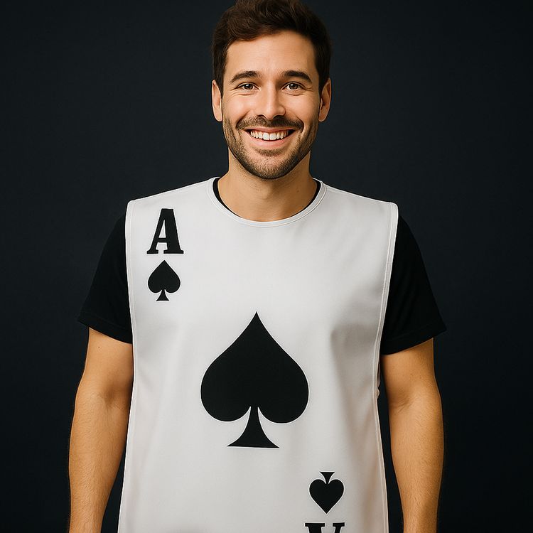 Spielkarten Kostüm Ass Pik Herz Karo Kreuz Gruppenkostüm für Erwachsene Spielkarten Kostüm für Erwachsene Karo Ass Rot von Vorne