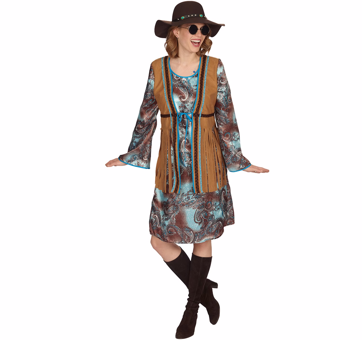 Damen Kostüm Hippie Kleid Nancy 70er Jahre Vintage Schlagermove Mottoparty Fasching Karneval Damen Kostüm Hippie Kleid Nancy 70er Jahre Vintage Schlagermove Mottoparty Fasching Karneval