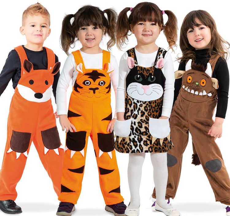 Unisex Latzhose Spielhose Grüffelo Kostüm Gr. 98-116 braun Fasching Kindergeburtstag Karneval