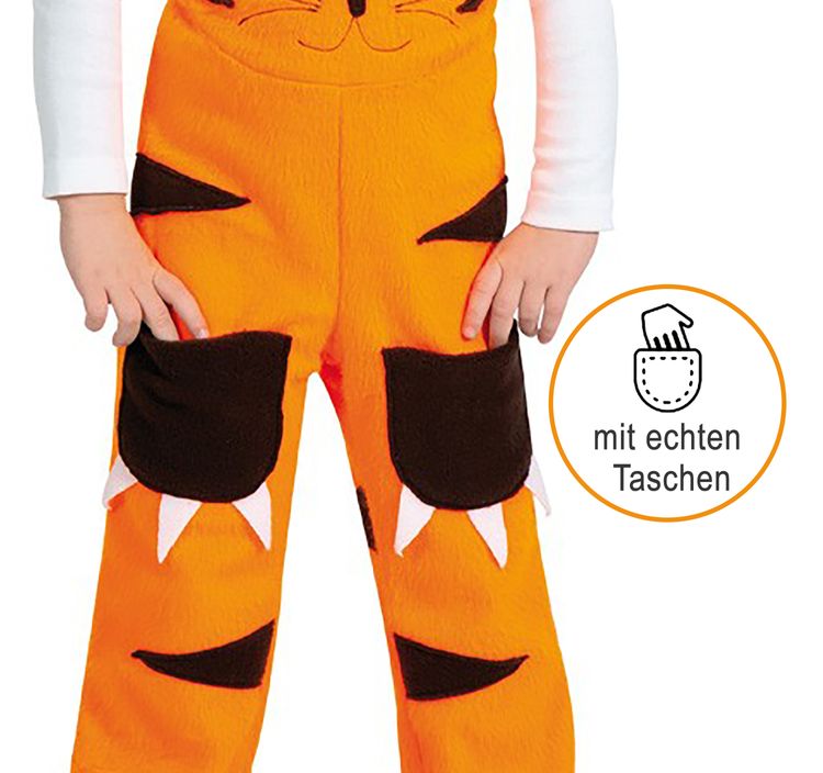 Tiger Latzhose Spielhose Tiger Kostüm für Kinder Gr. 98-116 orange SALE Fasching Karneval Kindergeburtstag Kinderfasching Freizeithose 